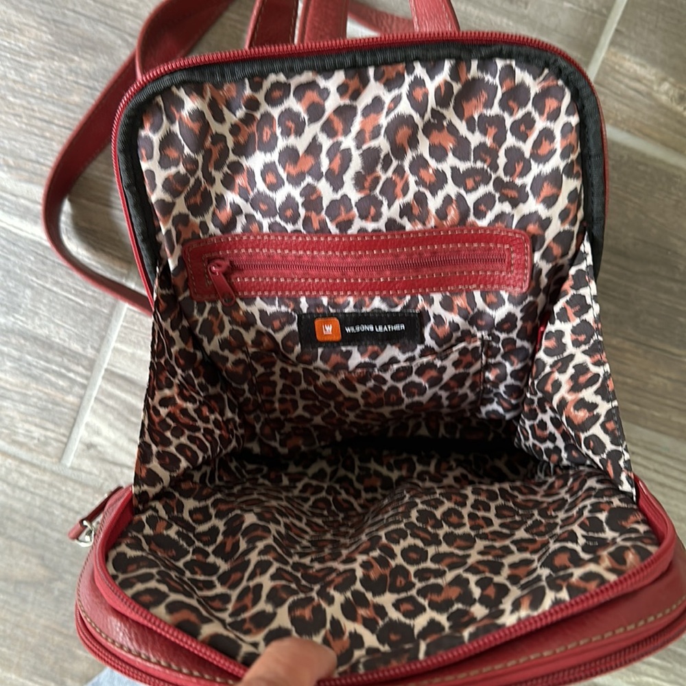 Wilsons Leather Red Leather Backpack - Picture 3 of 9